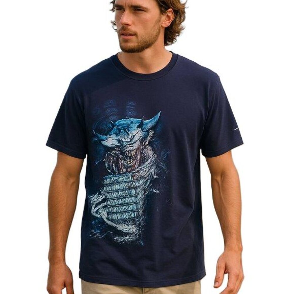 SeaWorld Men's Stingray Roller Coaster Graphic Tee Black Blue Short Sleeve Large